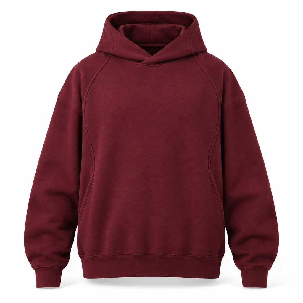 LoopLine Relaxed Hoodie - Burgundy