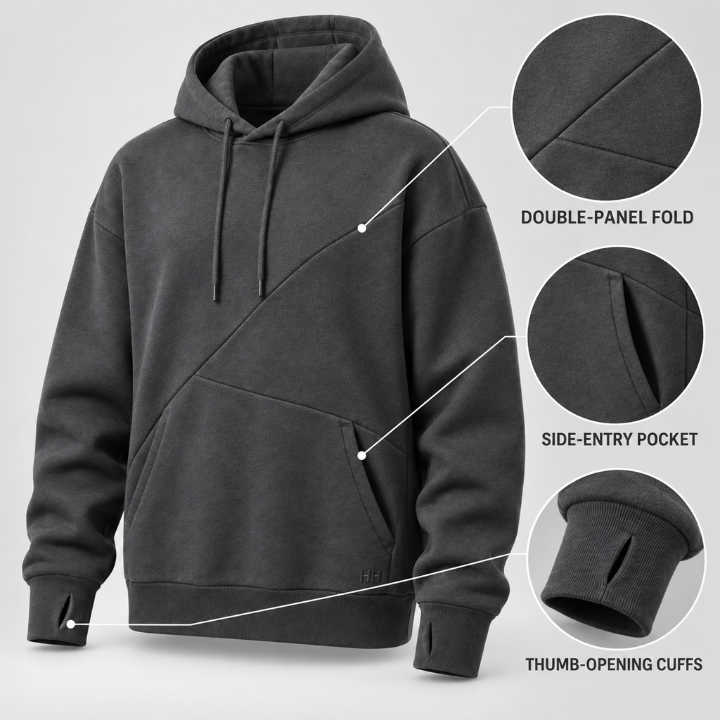 AxisFold Double-Panel Hoodie - Charcoal