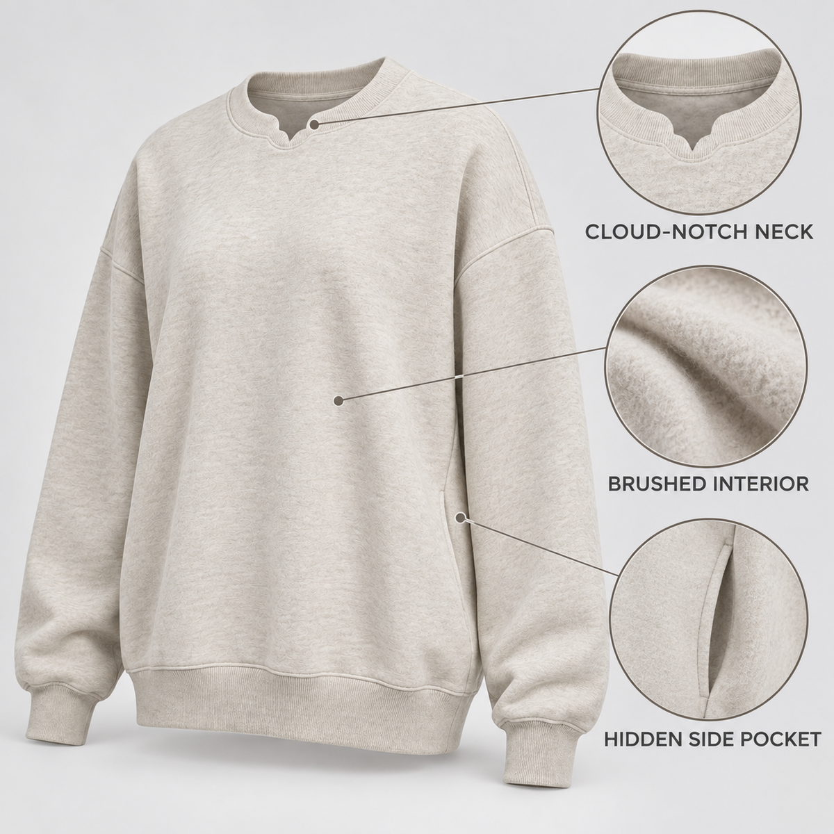 CloudNotch Relaxed Crewneck - Oatmeal