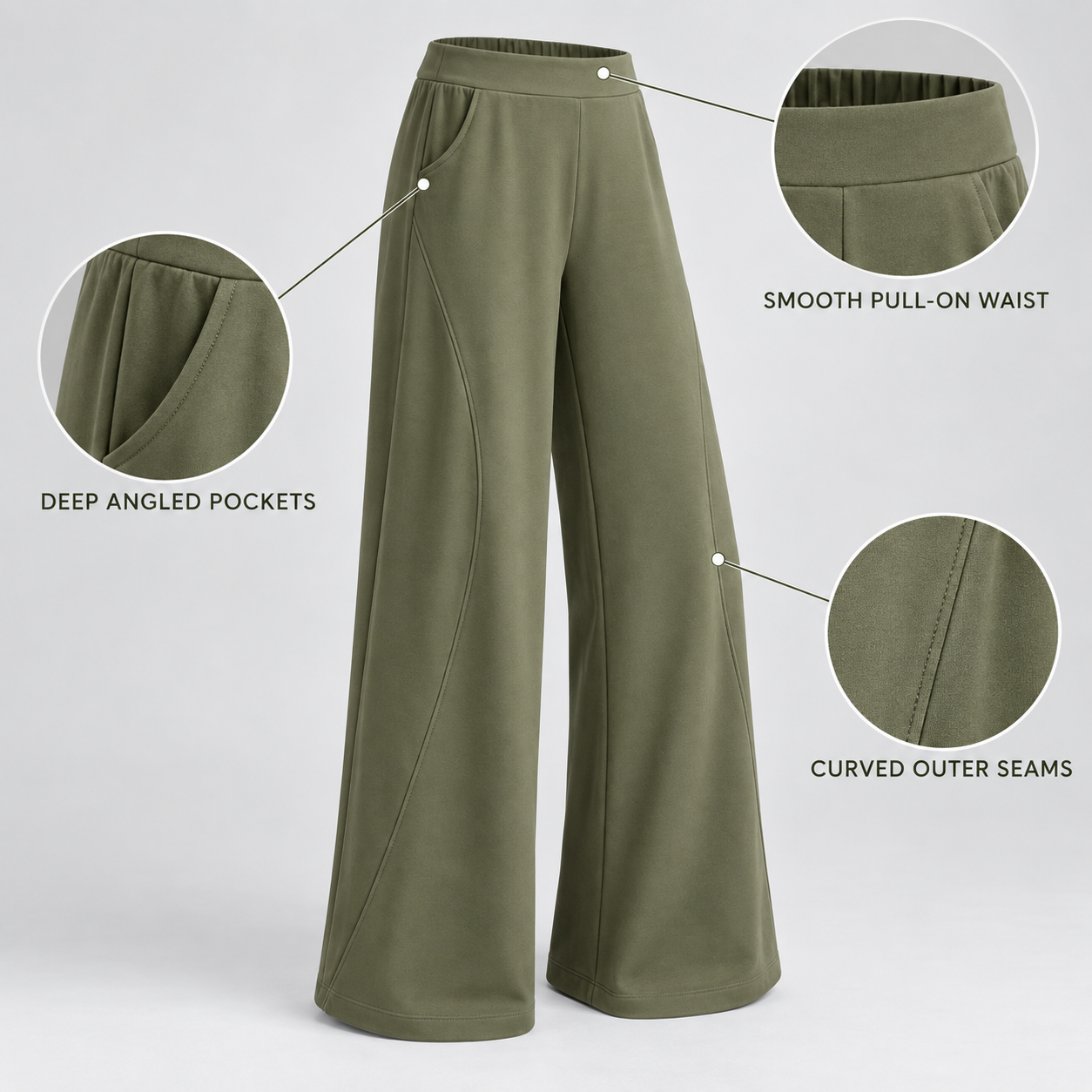 EaseCurve Wide-Leg Pant - Dusty Olive