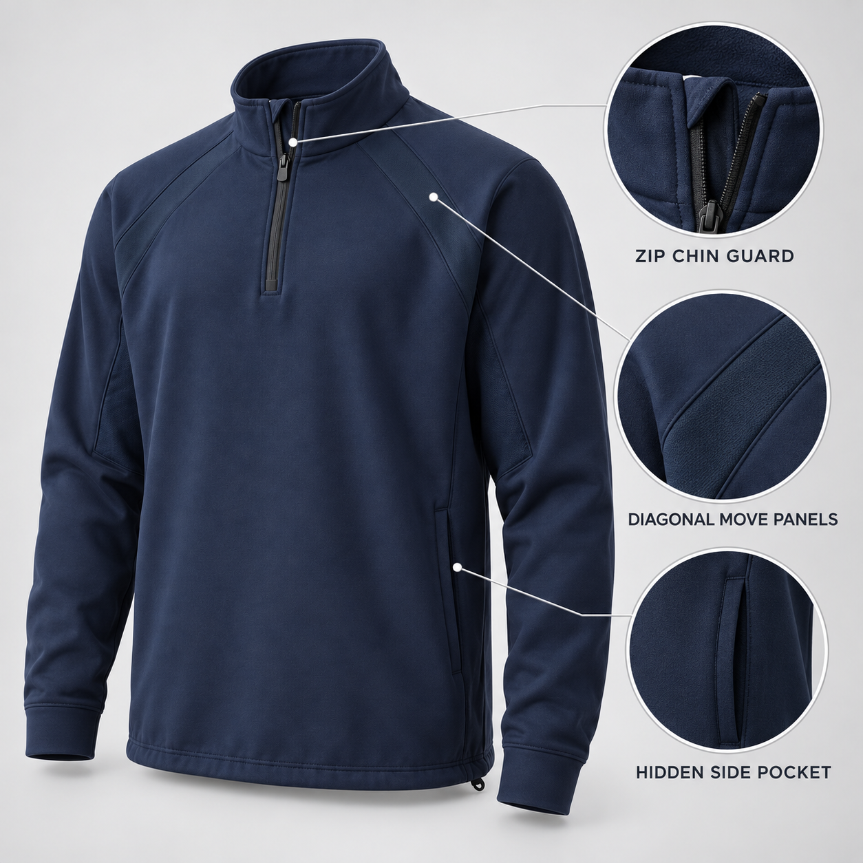 DriftPanel Quarter-Zip Pullover - Deep Navy