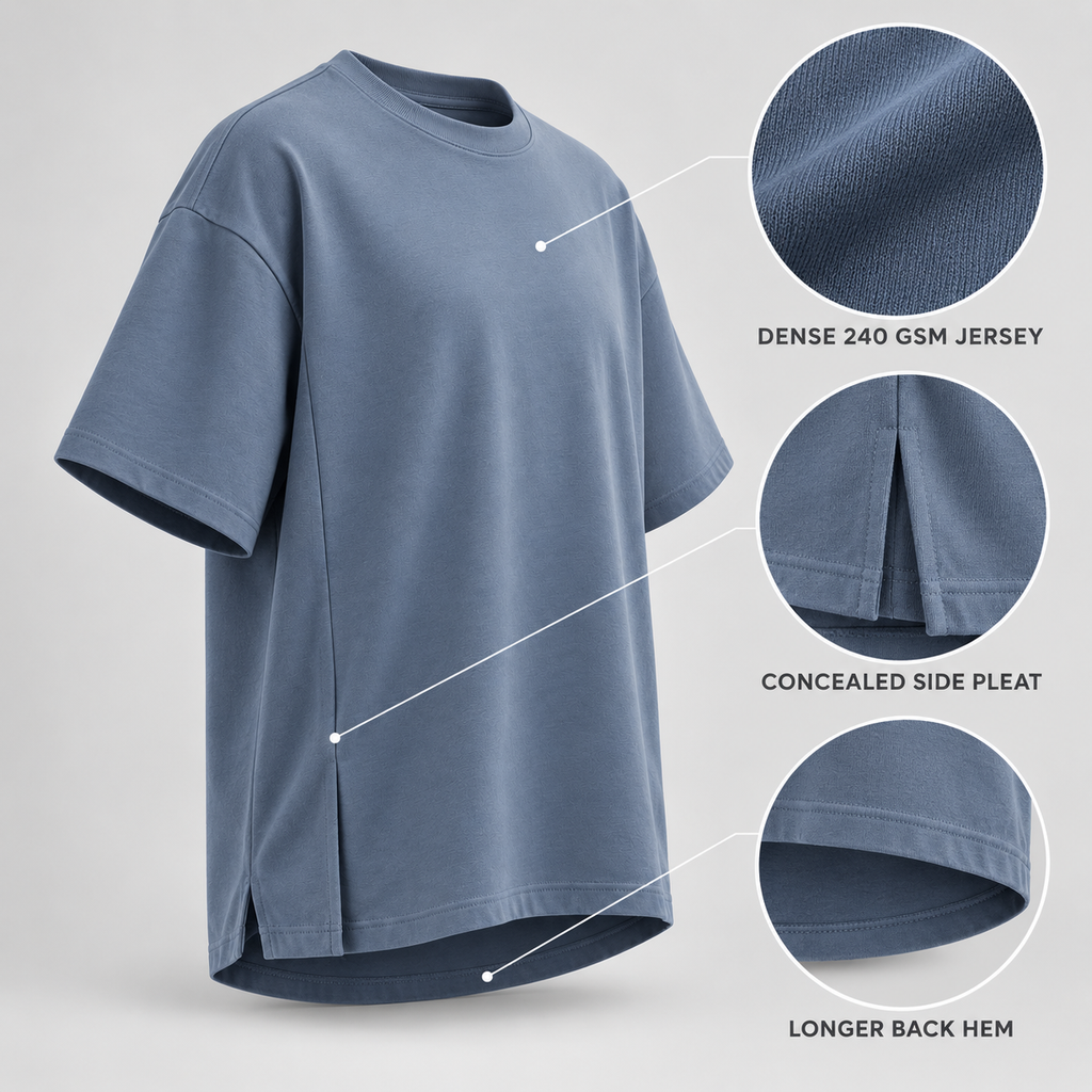 LineShift Side-Pleat Tee - Slate Blue