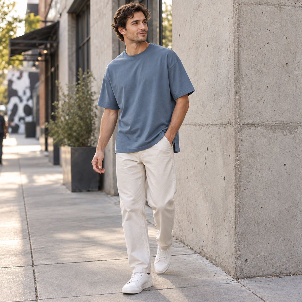 LineShift Side-Pleat Tee - Slate Blue