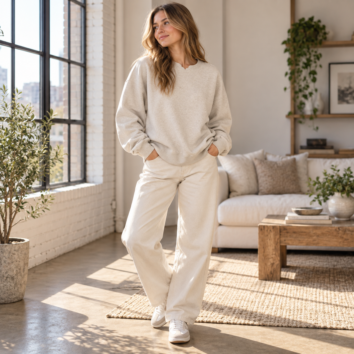 CloudNotch Relaxed Crewneck - Oatmeal