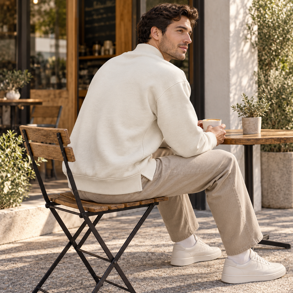 HaloRib Mock-Neck Sweatshirt - Bone