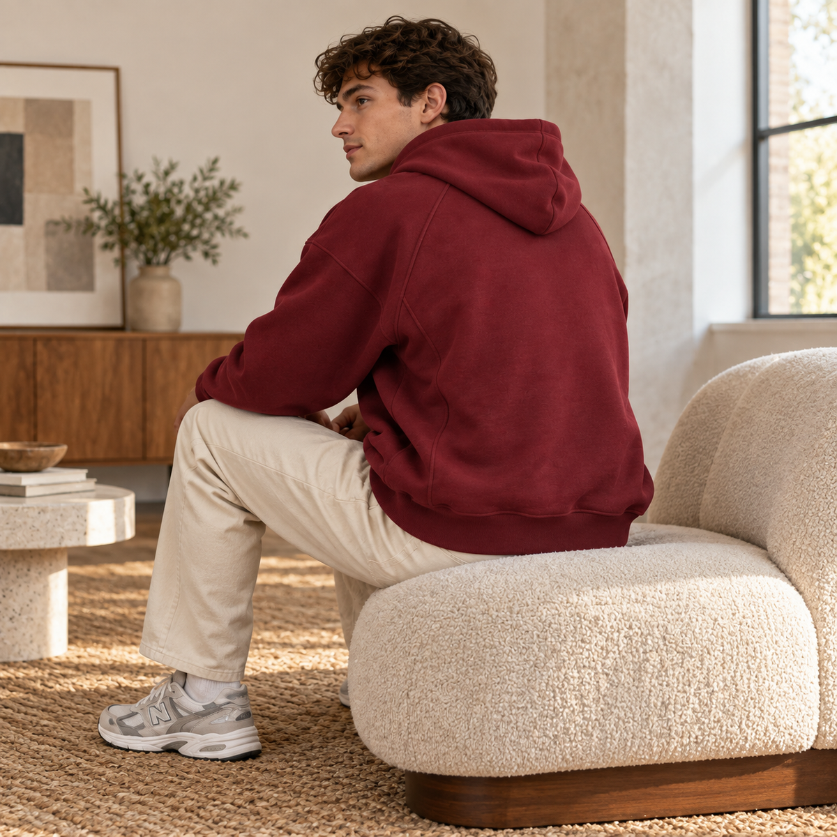 LoopLine Relaxed Hoodie - Burgundy