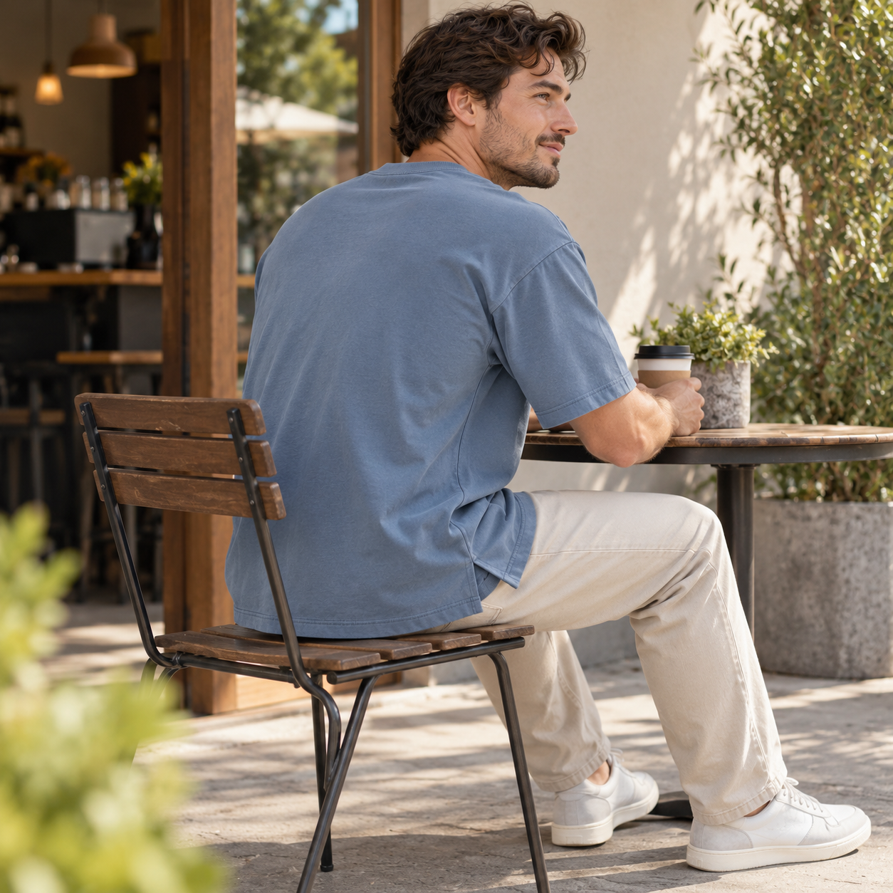 LineShift Side-Pleat Tee - Slate Blue